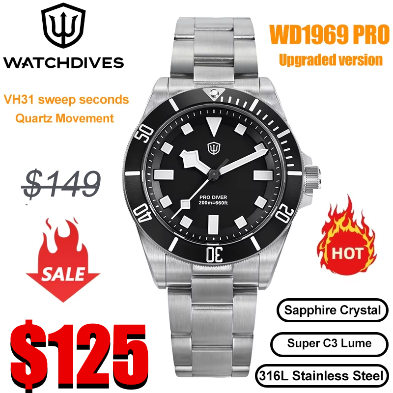 Watchdives WD1969 Pro 38mm Qua - Rolex Watch Submariner review and price